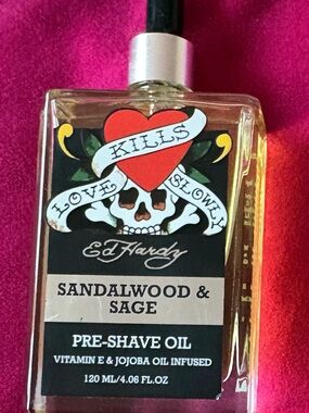 Ed Hardy Sandalwood & Sage Pre-Shave Oil - Black, Red, White